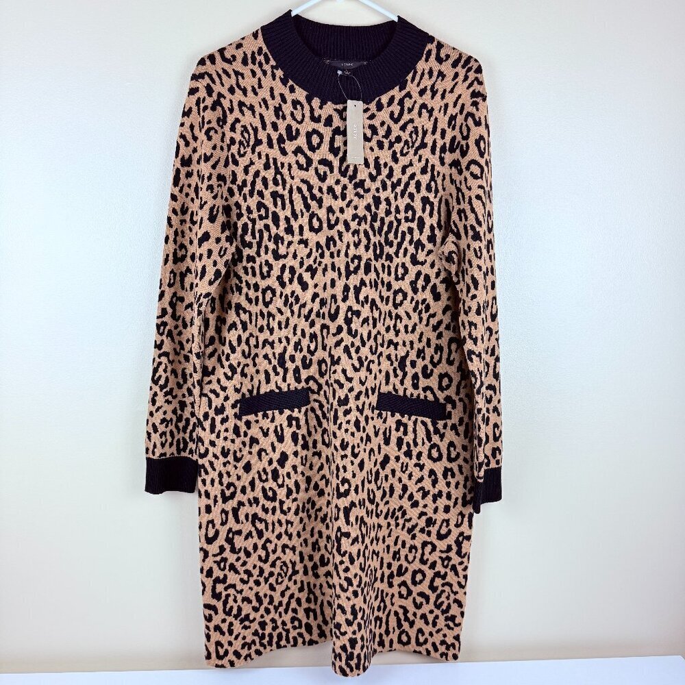 NWT J.Crew Leopard Print Sweater Dress with Pockets – Women’s Large - Picture 2 of 14